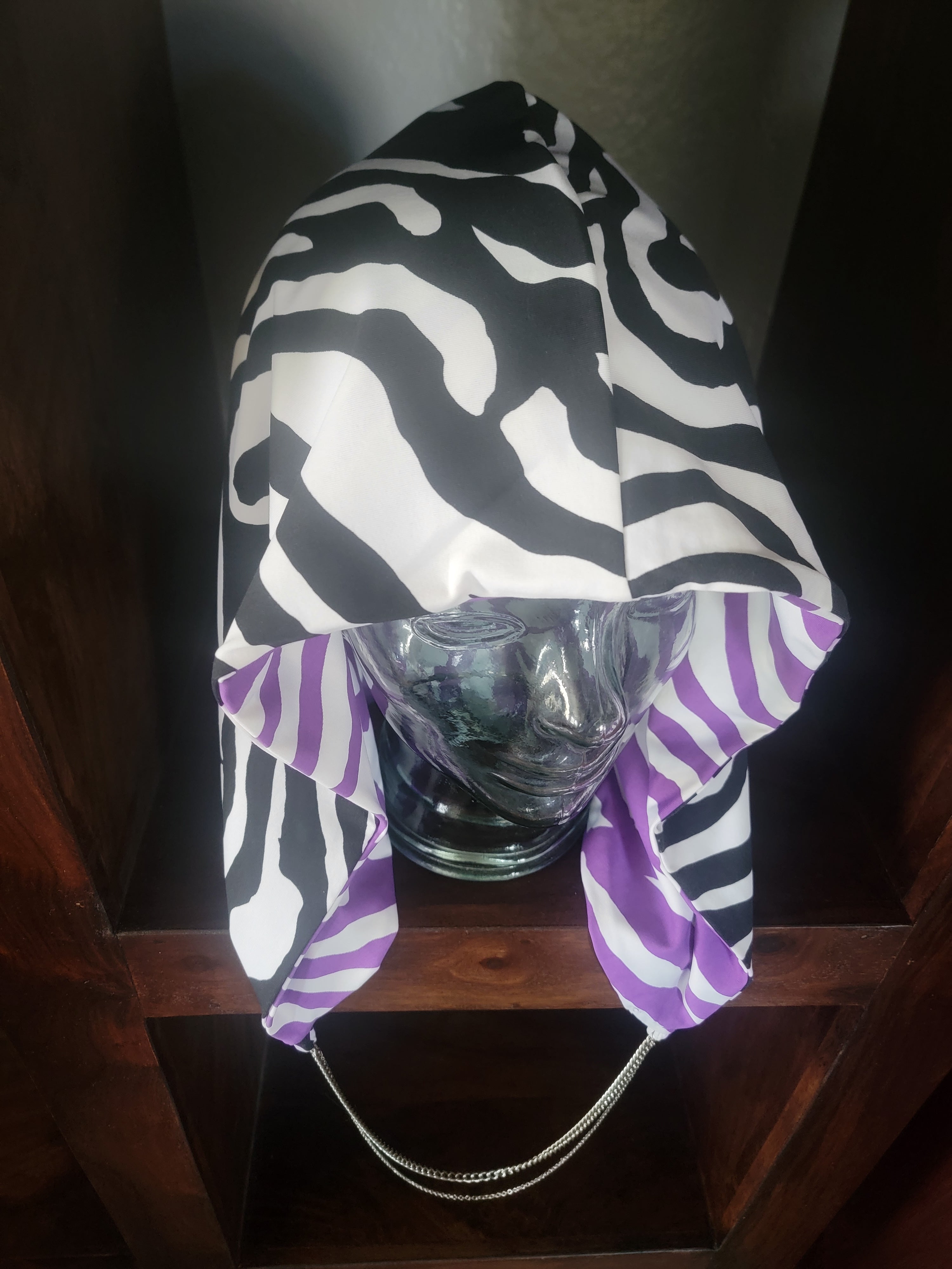 Lightweight Hood - Purple Zebra/Black Zebra | Dual Zebra Print
