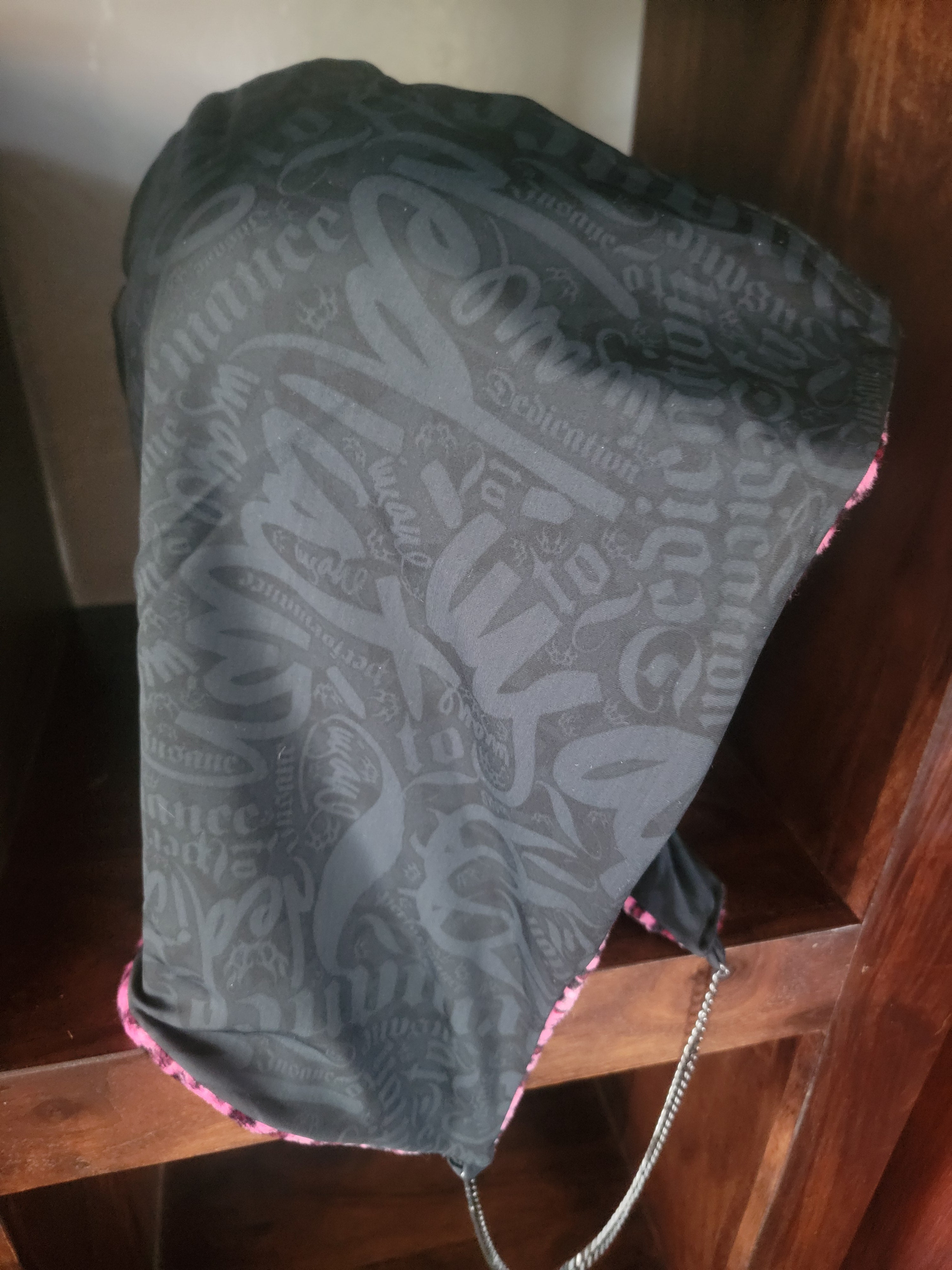 Lightweight Hood - BLK Graffiti Print/Pink Leopard Minky | Medium Pile Fur