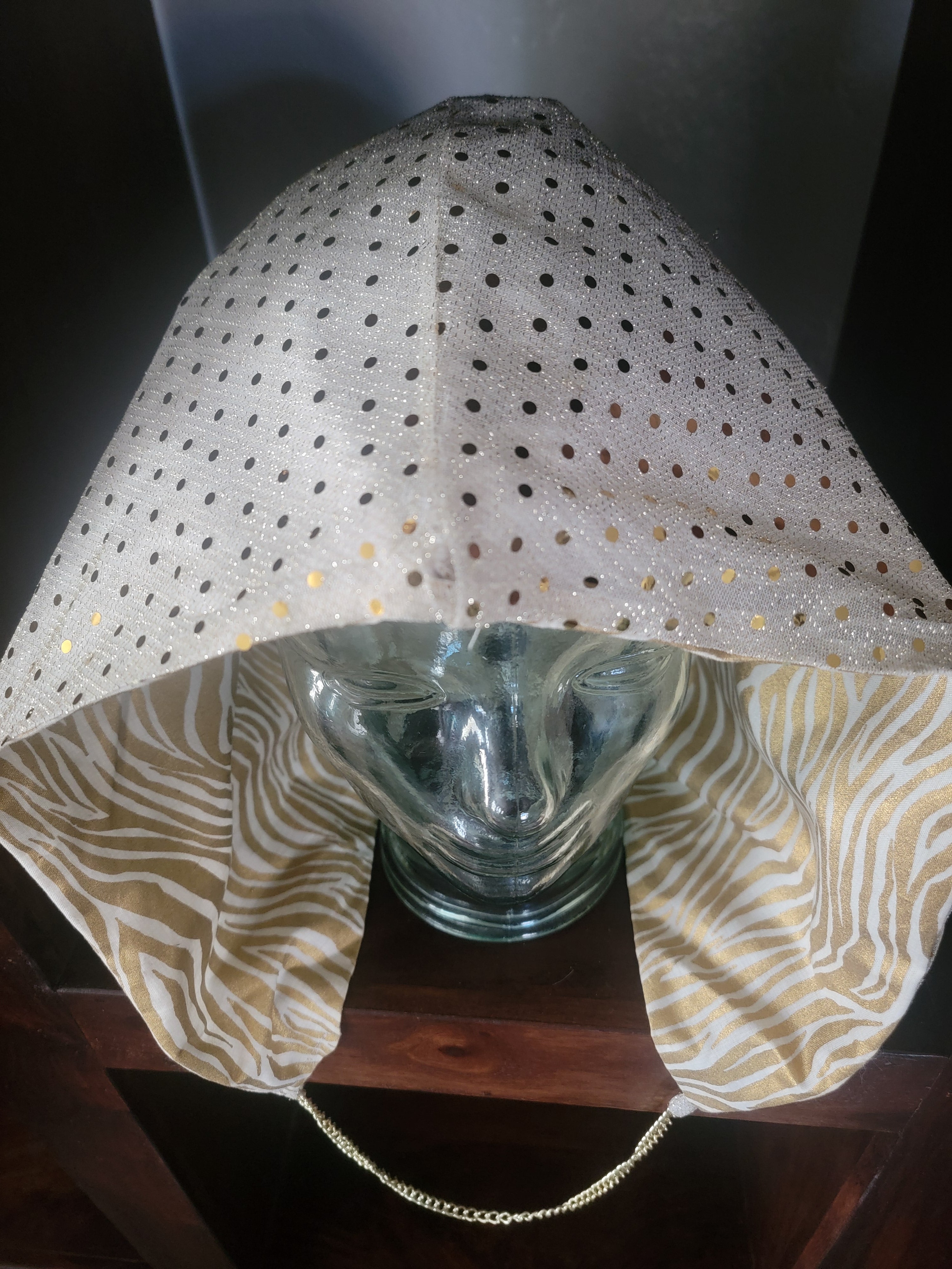 Lightweight Hood - Winter White/Gold Zebra & Sparkle Mesh