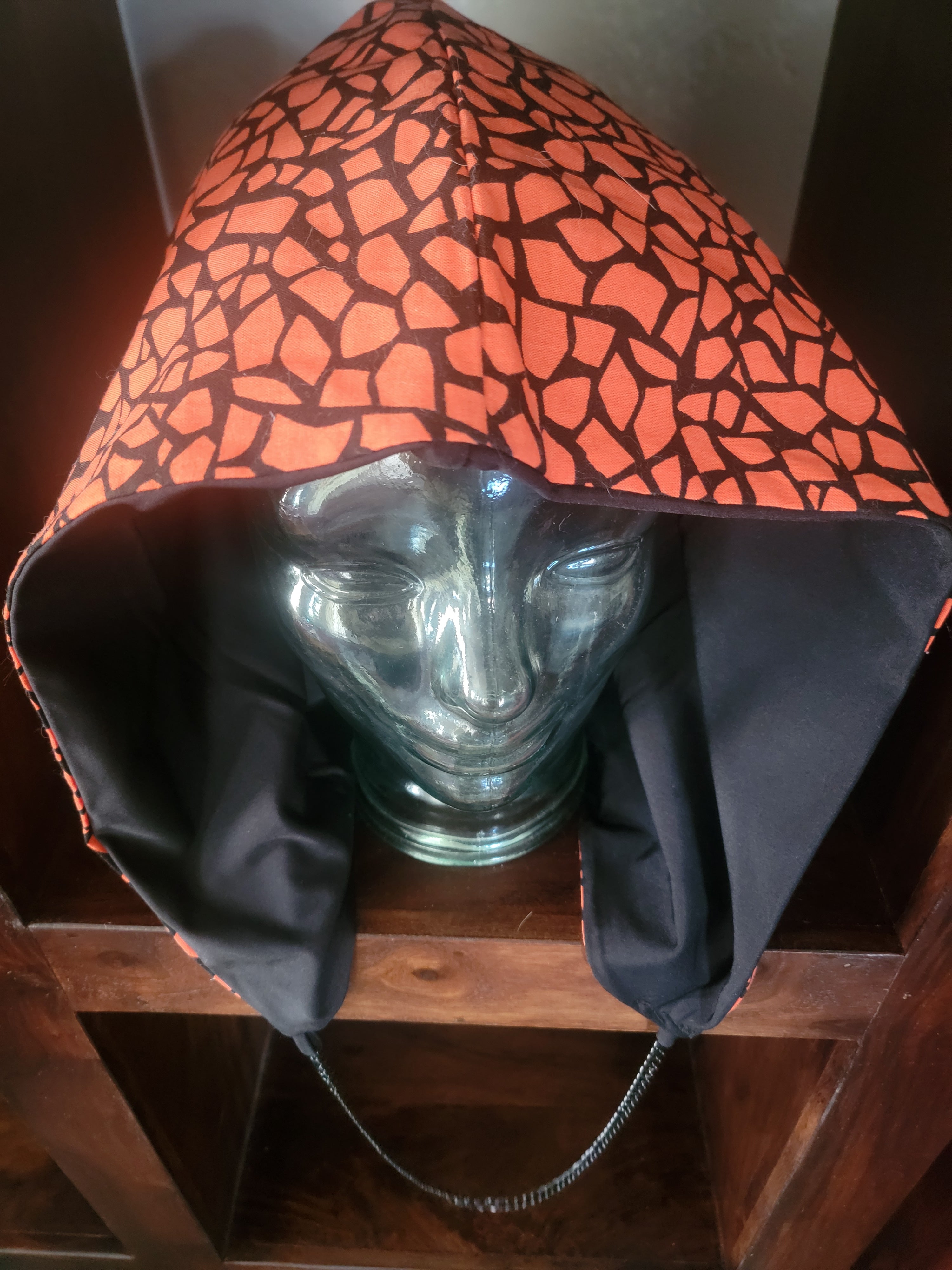 Lightweight Hood - Solid Black/Orange Cracked Pattern