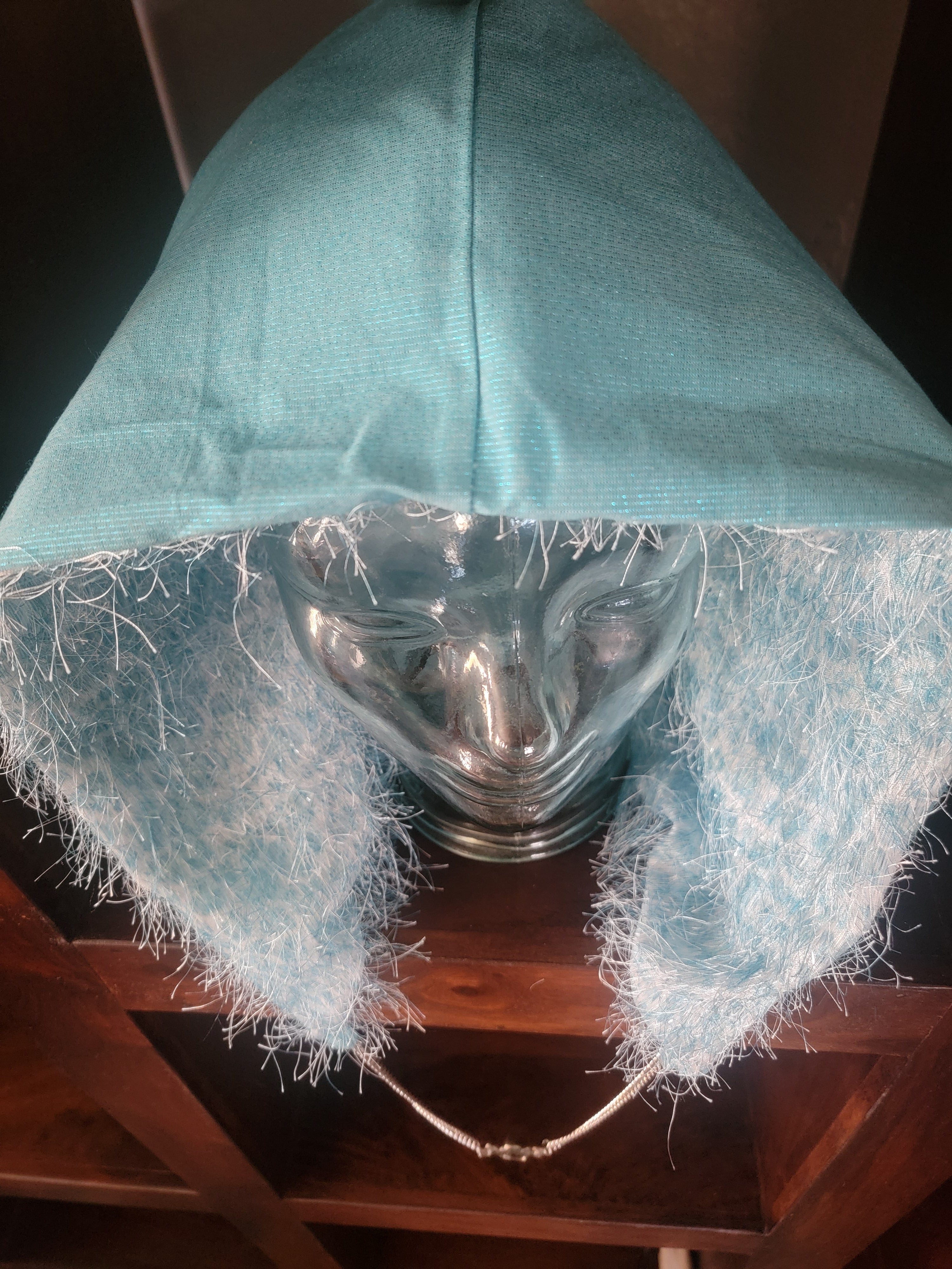 Lightweight Hood - Teal Metallic/Leopard Fringe | Octopus Charm