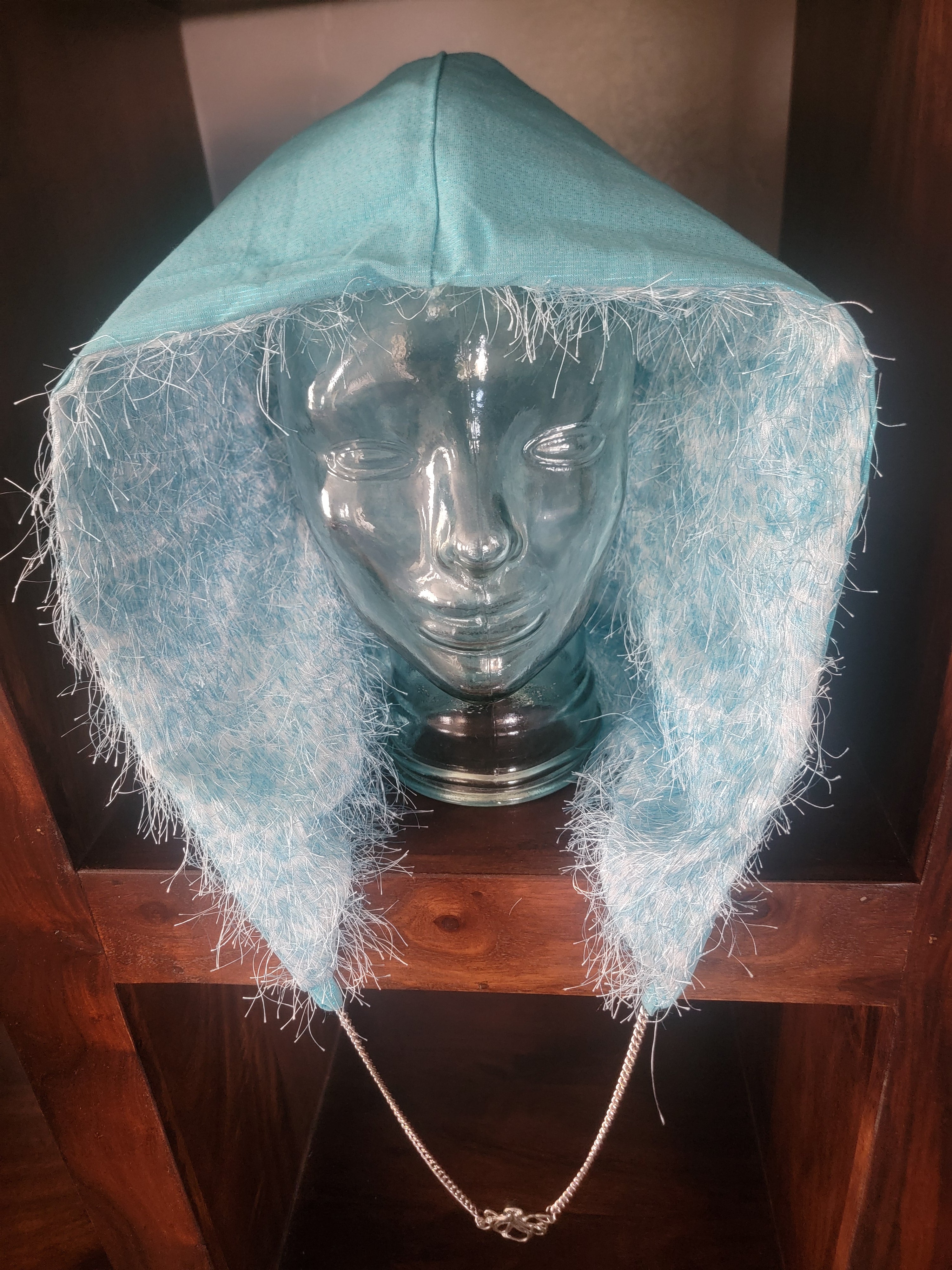 Lightweight Hood - Teal Metallic/Leopard Fringe | Octopus Charm