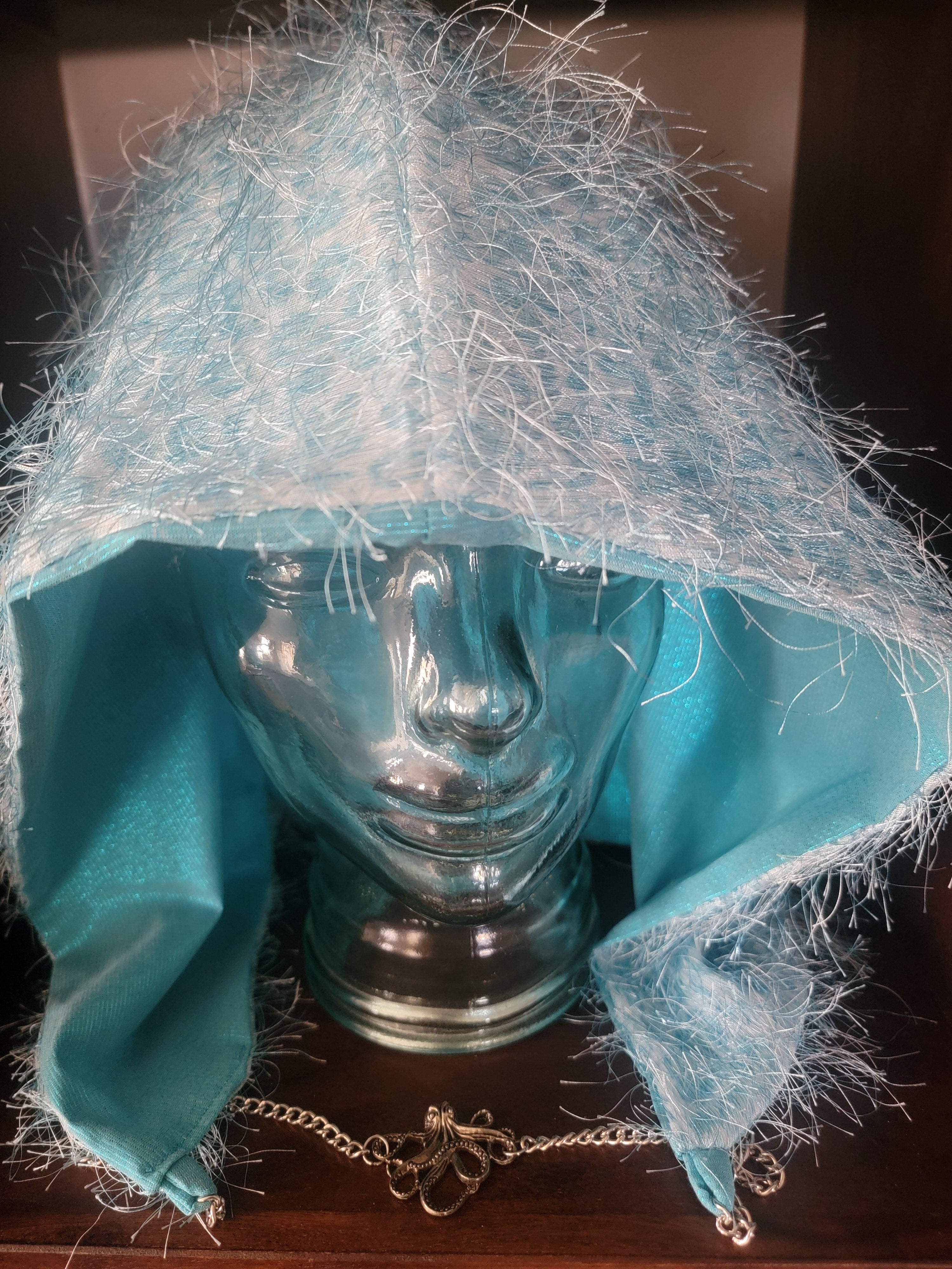 Lightweight Hood - Teal Metallic/Leopard Fringe | Octopus Charm